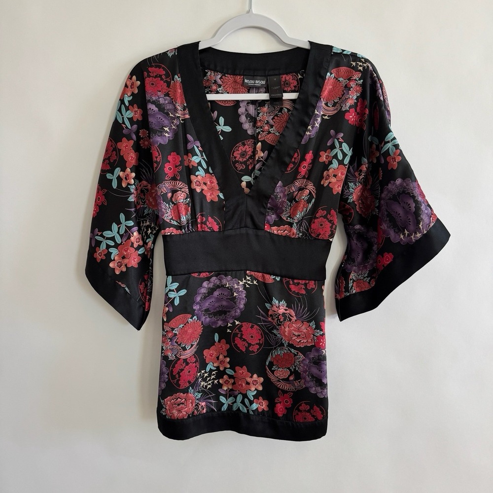 Bisou Bisou Vintage 90s Y2k Babydoll Foral Asian Inspired Top 12 Rachel Monica